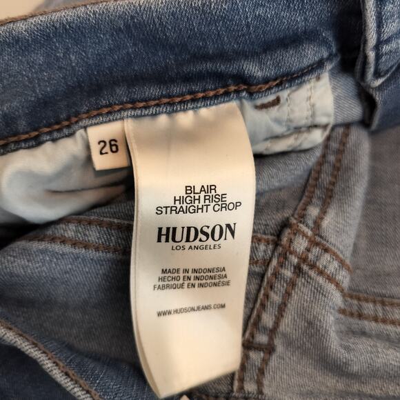 Hudson Blair High Rise Straight Crop Jeans Cuffed Stretch Denim - Picture 11 of 11